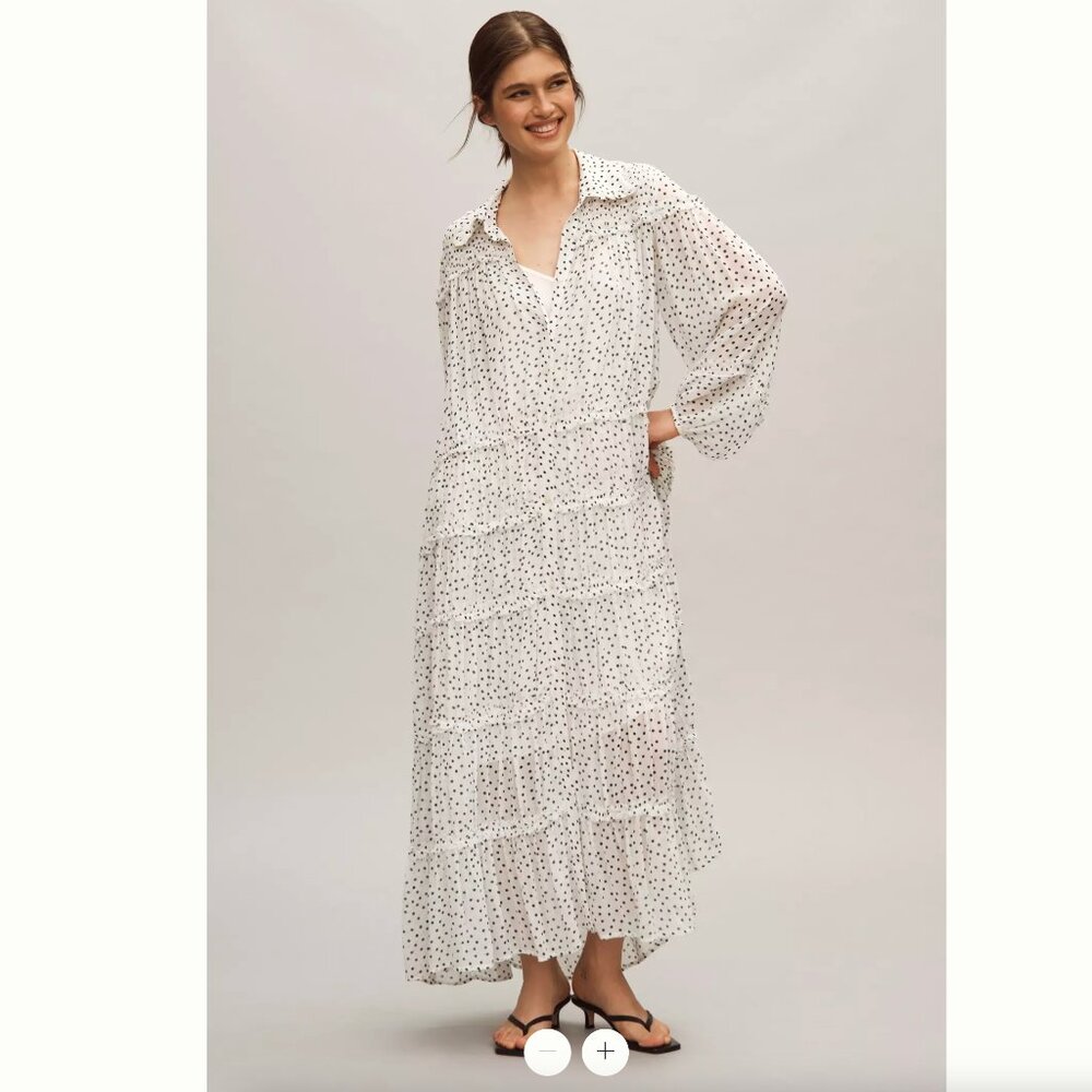 Long-Sleeve Smocked Tiered Maxi Dress